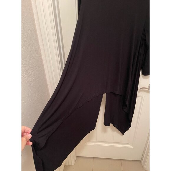 Asymmetrical Black Tunic Dress By Chicos Size 3 Whimsy Goth, Flowing‎ - Picture 5 of 13